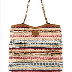 Tory Burch Marion Woven Slouchy Tote Bag